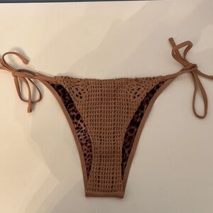 Aerie Brown Crochet Bikini Bottom with Animal Print
